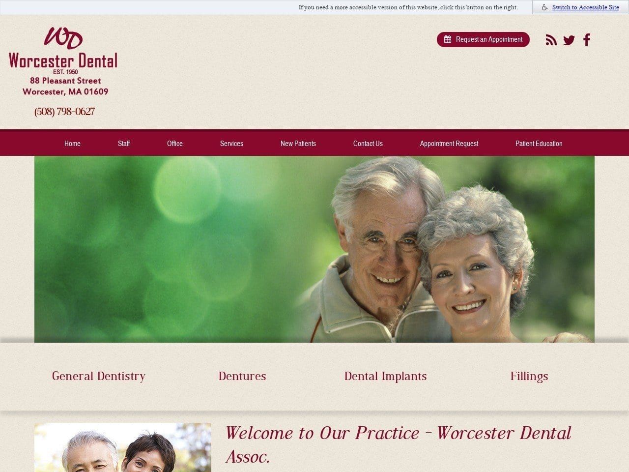 Worcester Dental Associates Inc Website Screenshot from worcesterdental.net