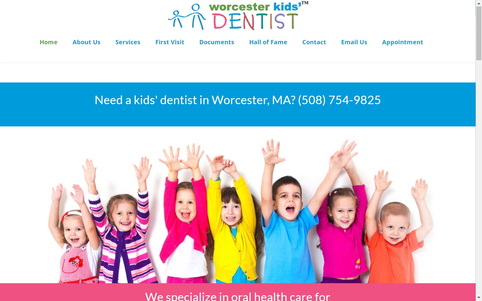 worcesterkidsdentist.com screenshot