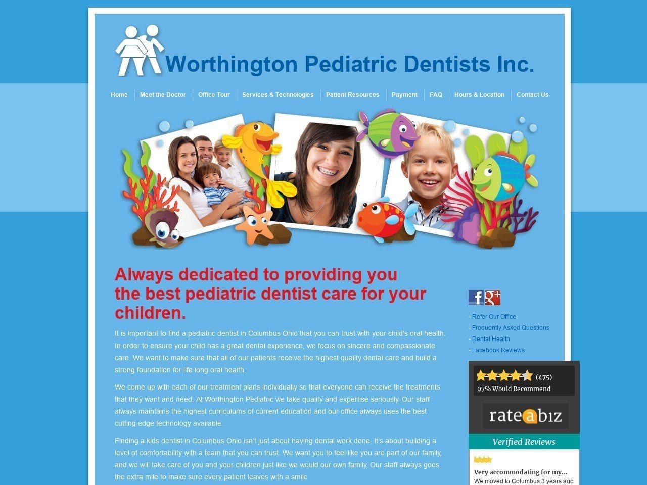 Worthington Pediatric Dentsist Website Screenshot from worthingtonpediatric.com