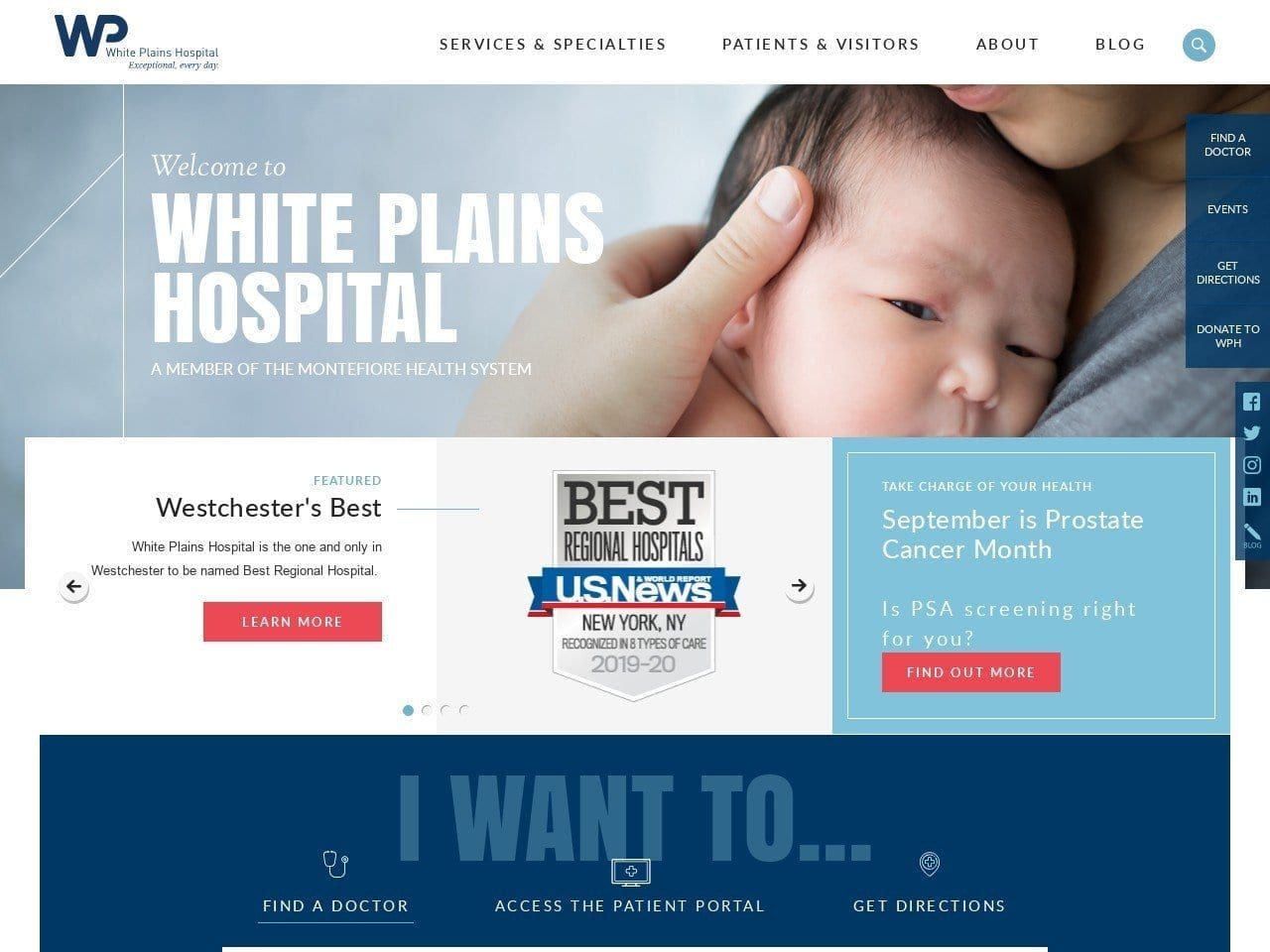 White Plains Hospital Center Website Screenshot from wphospital.org