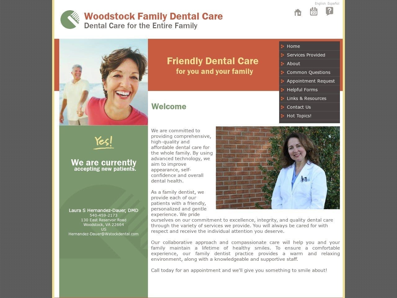 Dr. Laura S. Hernandez Website Screenshot from wstockdental.com