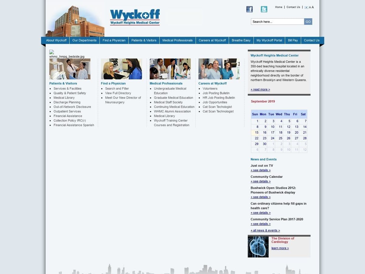 Wyckoff Heights Medical Center Website Screenshot from wyckoffhospital.org