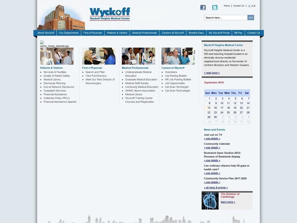 Wyckoff Heights Medical Center Website Screenshot from wyckoffhospital.org