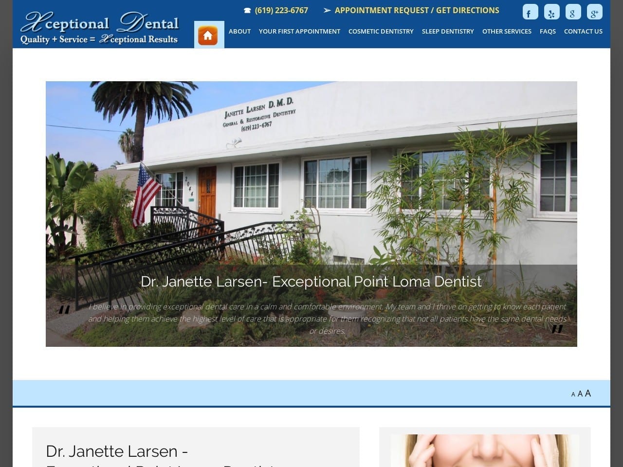 Larsen Janette DDS Website Screenshot from xceptionaldental.com