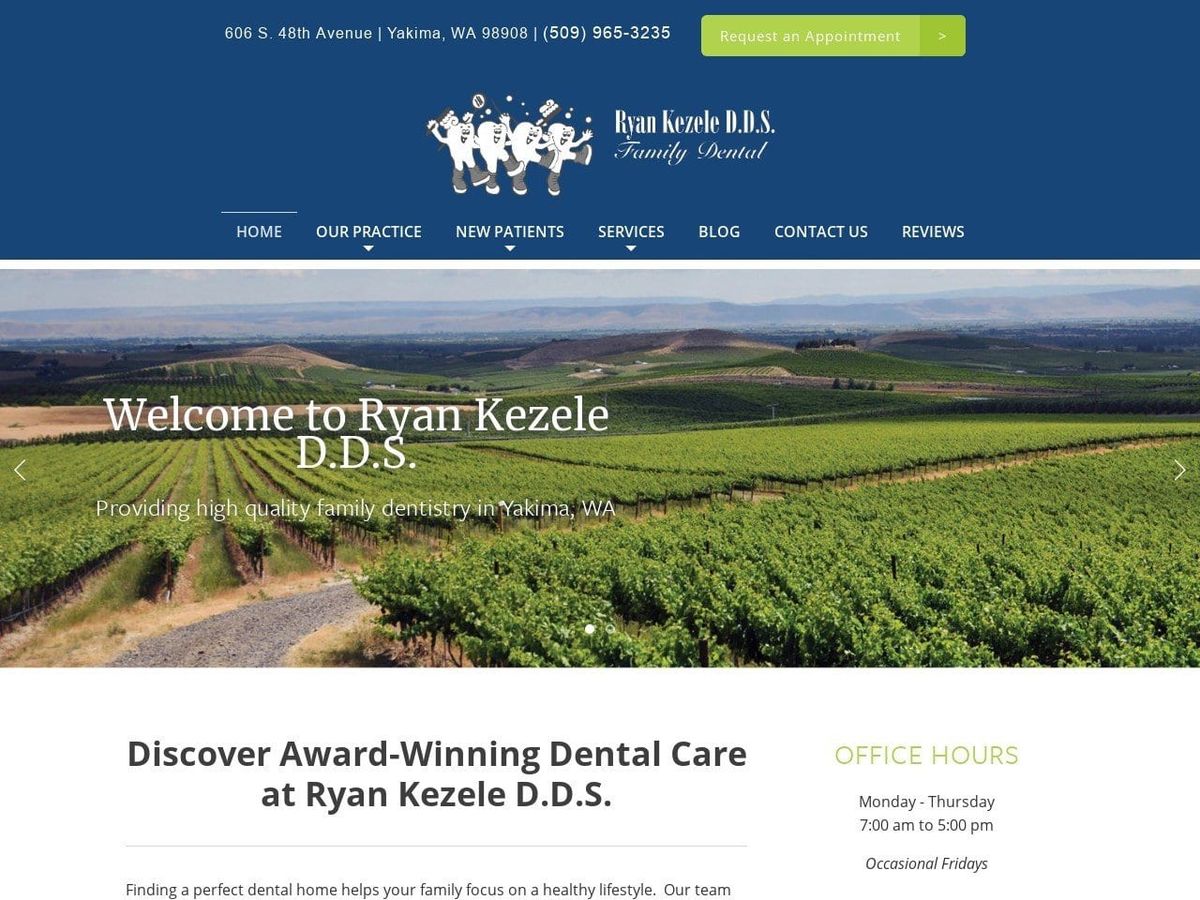 Ryan Kezele DDS Family Dental of Yakima Website Screenshot from yakimahealthysmiles.com