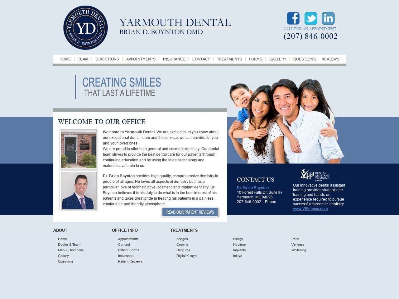 Brian D Boynton Dental Website Screenshot from yarmouthdental.com