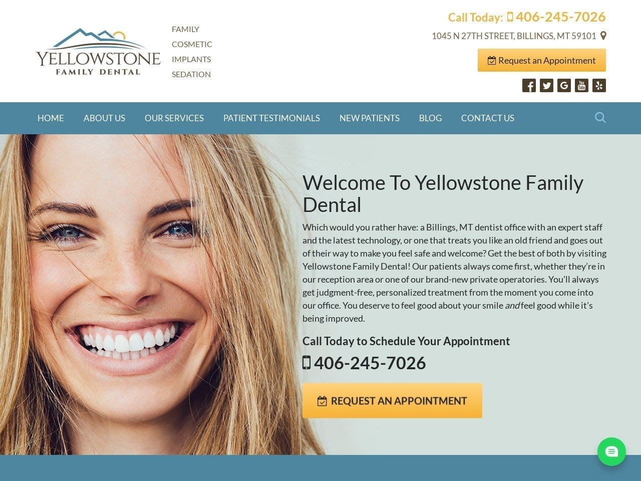 Yellowstone Family Dental Website Screenshot from yellowstonefamilydental.com