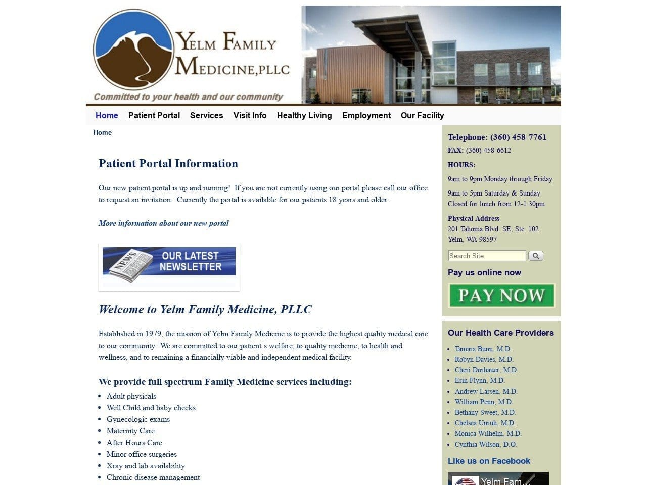 Yelm Family Dentist Website Screenshot from yelmfamilymedicine.com