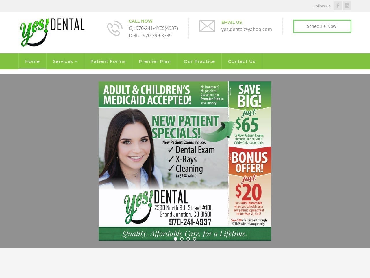 Yes Dental Website Screenshot from yesdentalcare.com