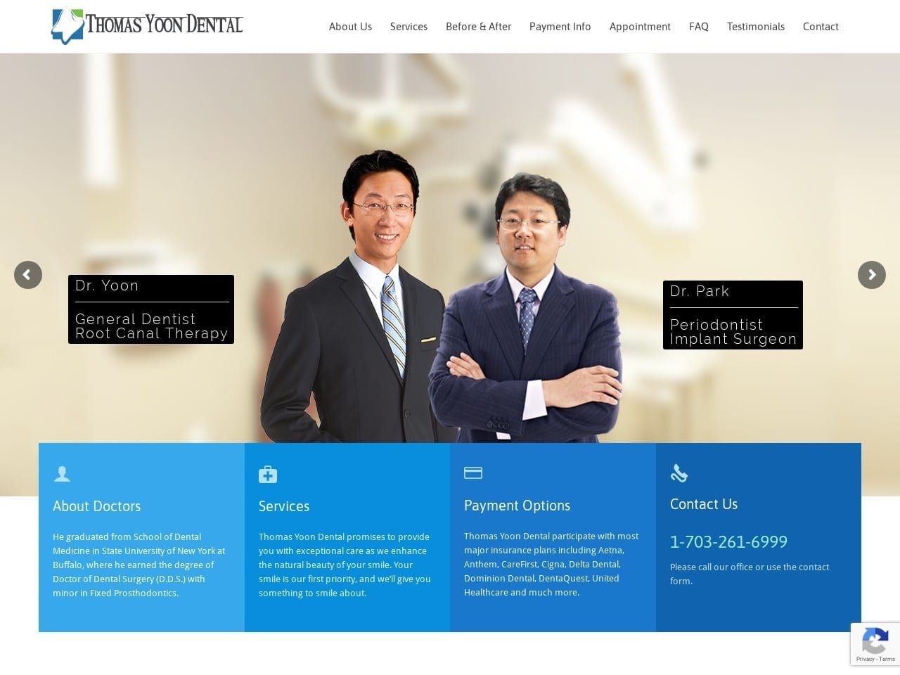 Yoon Dental Care Website Screenshot from yoondentalcare.com
