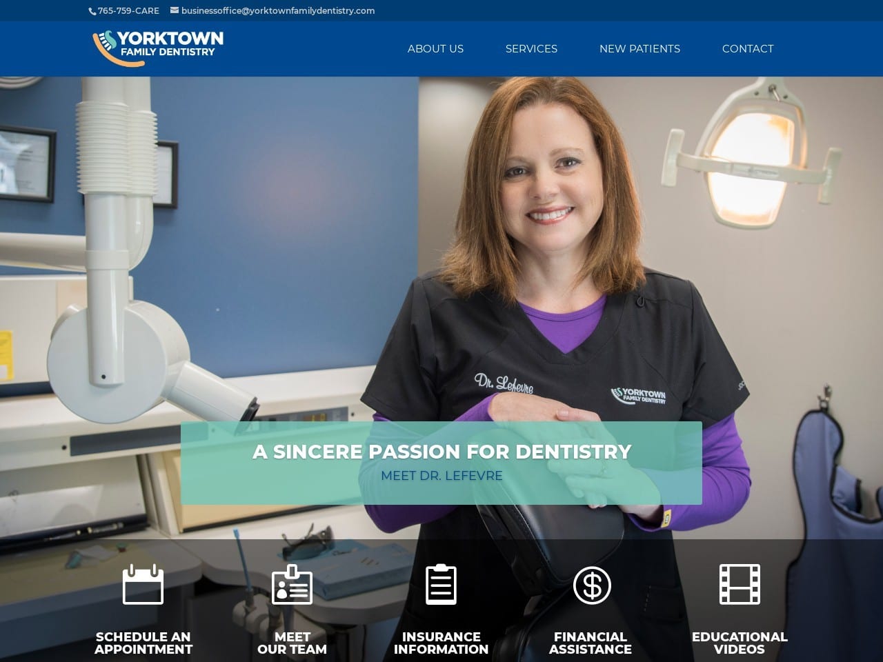 Yorktown Family Dentist Website Screenshot from yorktownfamilydentistry.com