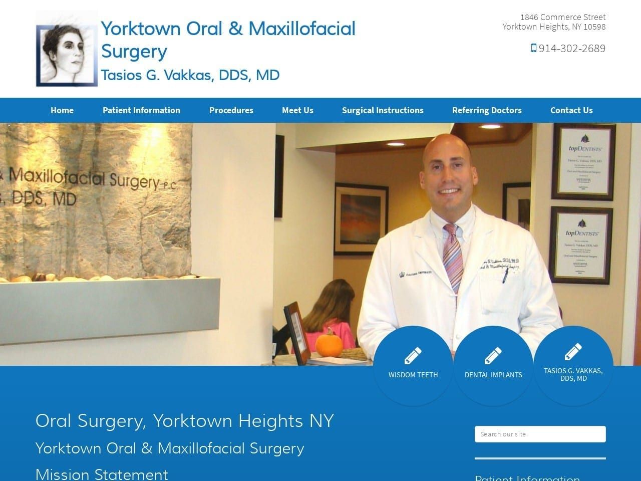Tasios G. Vakkas DDS MD Website Screenshot from yorktownoralsurgery.com
