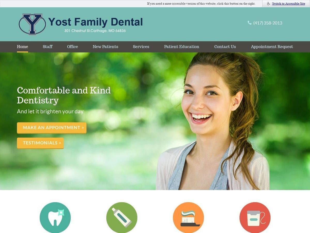 Dr. Brady Yost Website Screenshot from yostfamilydental.com