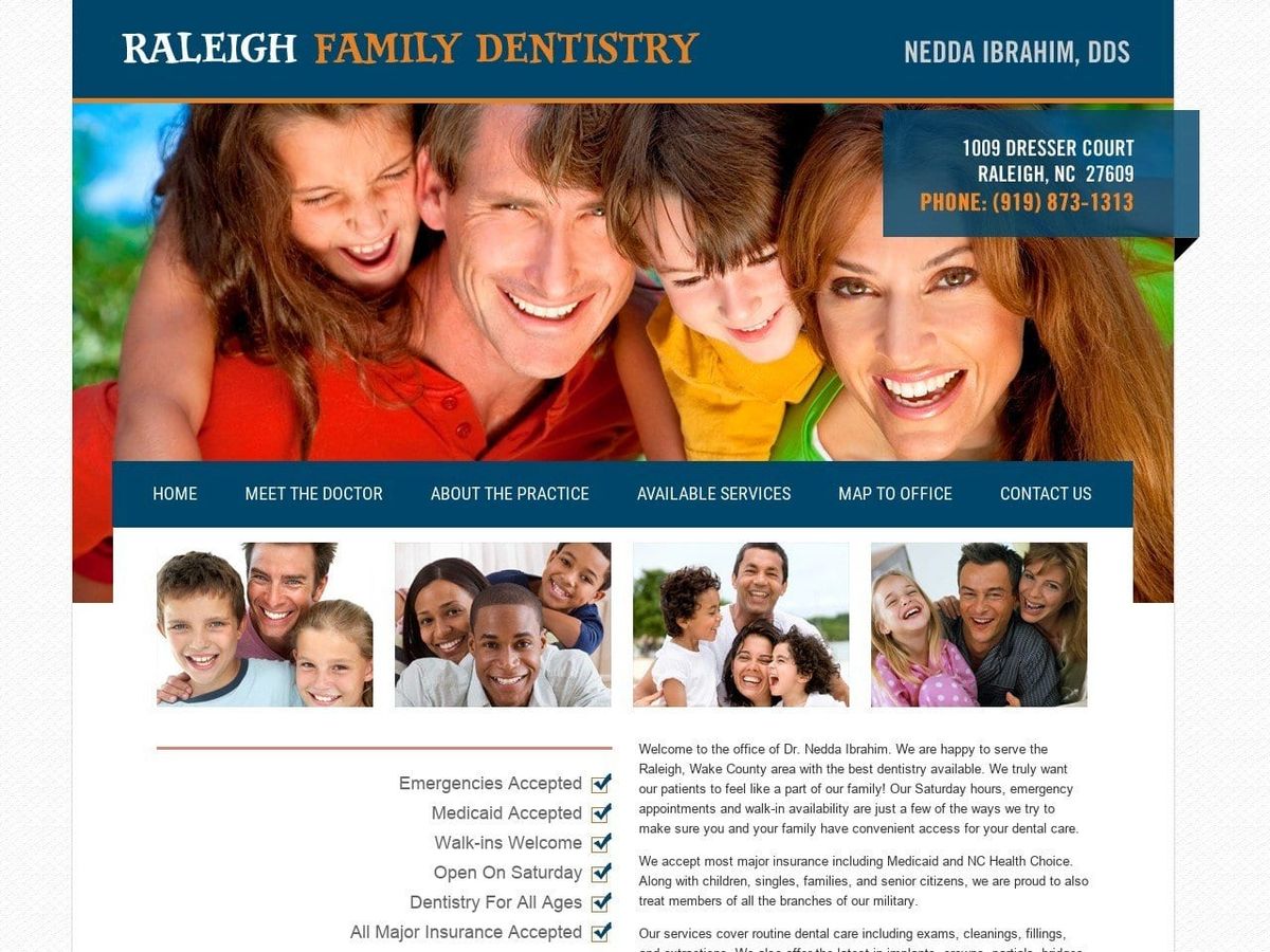 Ibrahim Nedda I DDS Website Screenshot from yourraleighfamilydentist.com