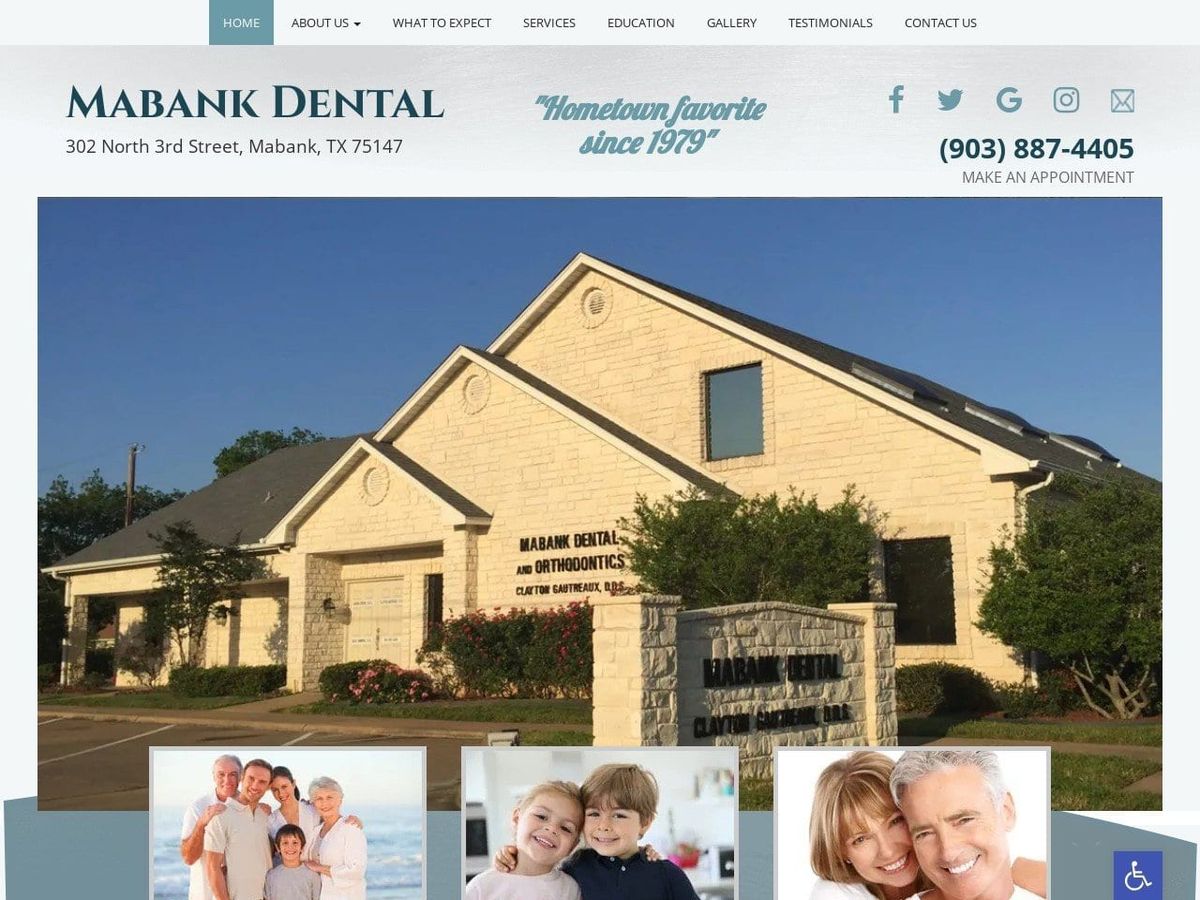 Gautreaux Clayton A DDS Website Screenshot from yourtexasdentist.com