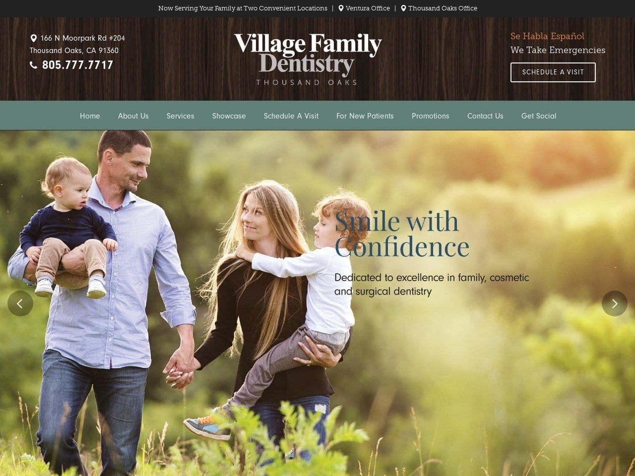 Village Family Dentist Website Screenshot from yourthousandoaksdentist.com