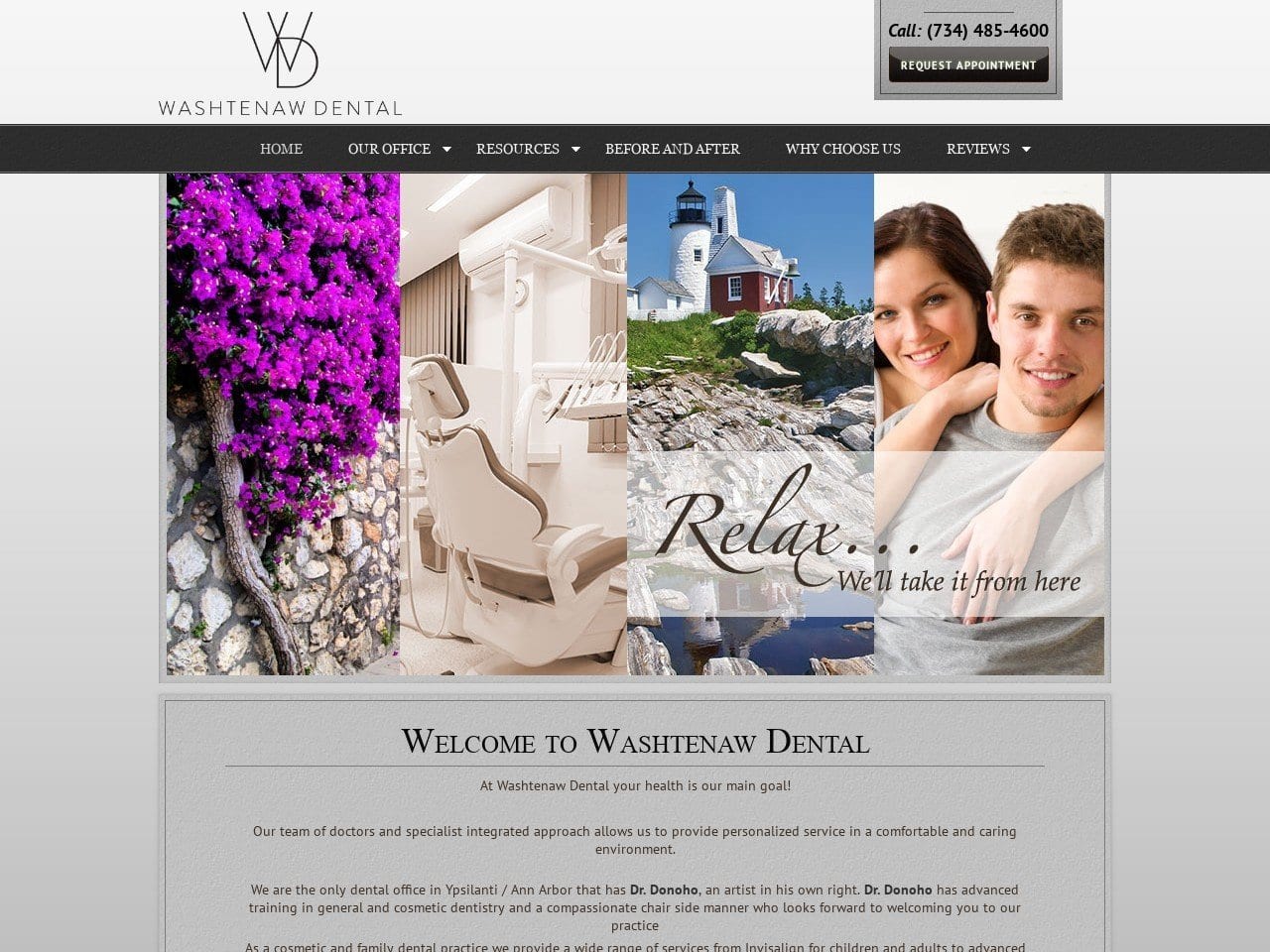 Washtenaw Dental Associates Website Screenshot from ypsilantidentistmi.com