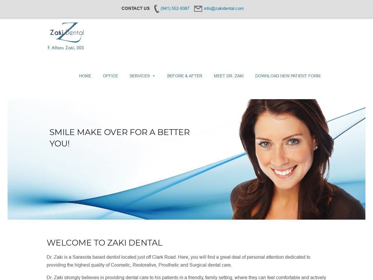 Dr. F. ALFONS ZAKI Website Screenshot from zakidental.com