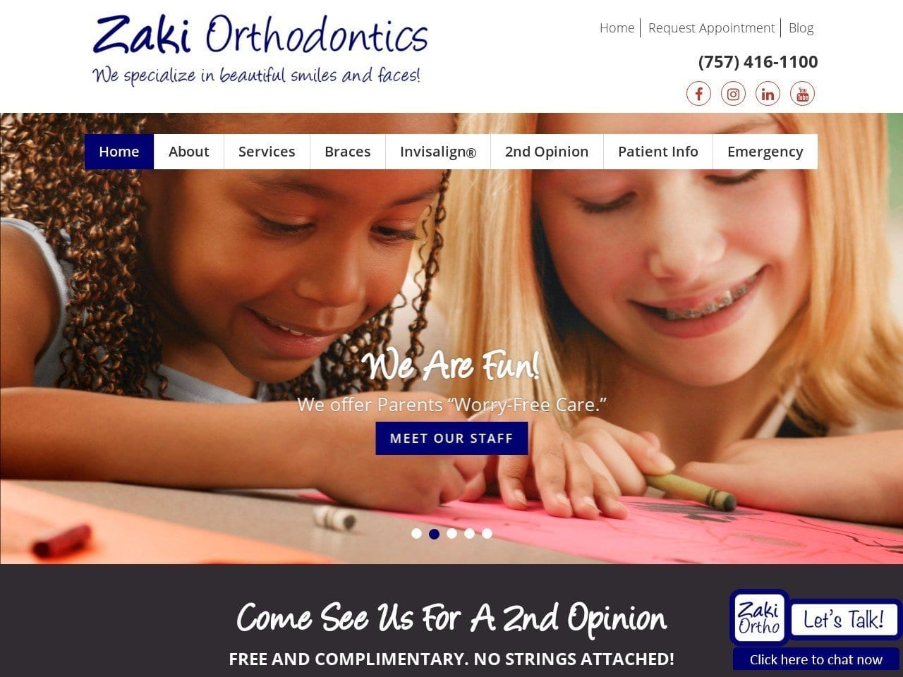 Zaki Orthodontics Website Screenshot from zakiortho.com