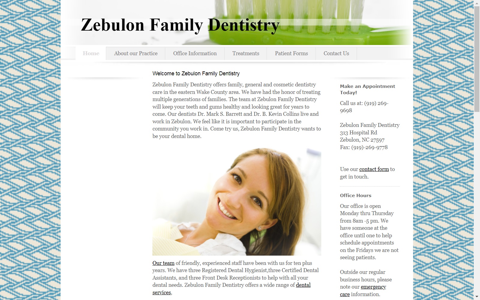 zebulonfamilydentistry.com screenshot