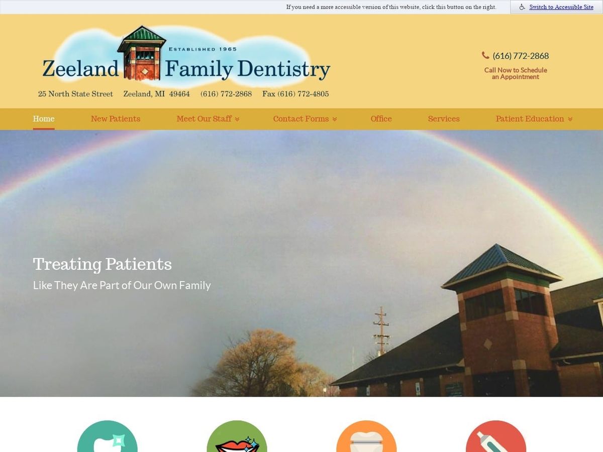 Zeeland Family Dentist Website Screenshot from zeelandfamilydentistry.net