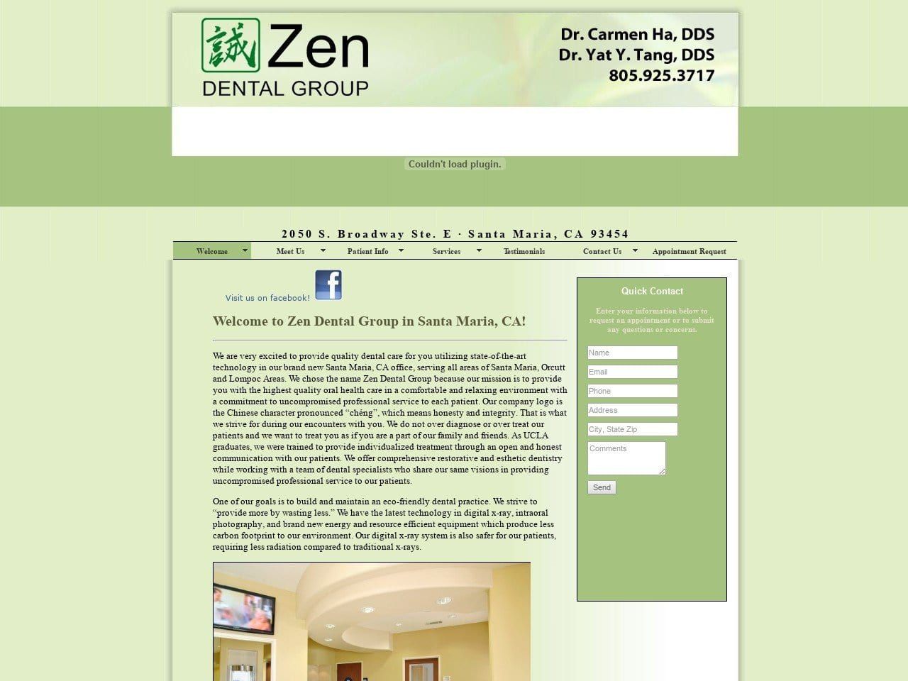 Zen Dental Group Website Screenshot from zendentalgroup.com