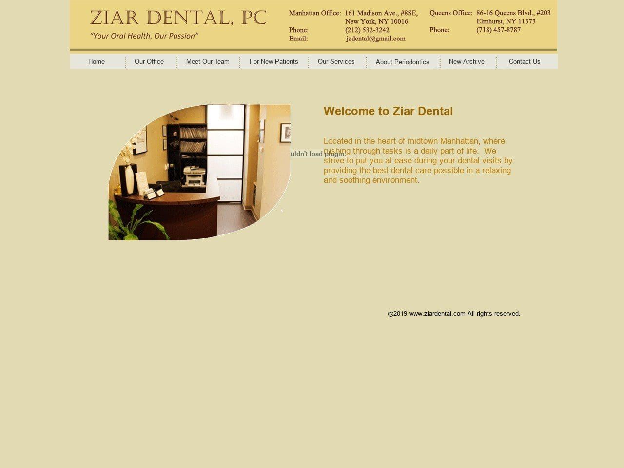 Ziar Dental PC Website Screenshot from ziardental.com