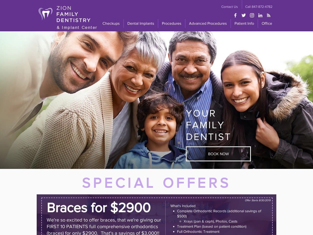 Zion Dental Website Screenshot from ziondental.com