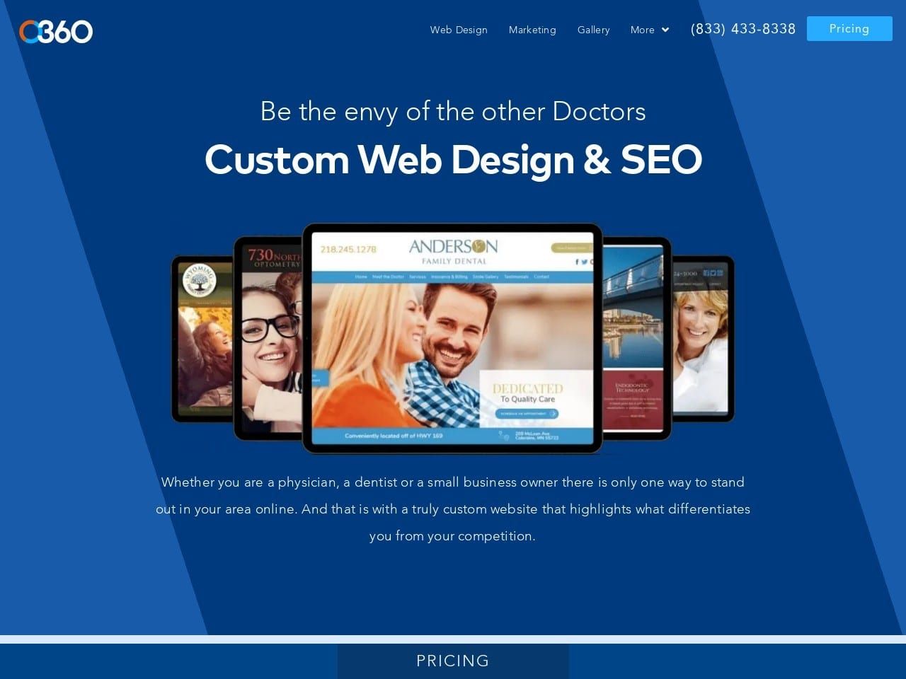 Screenshot of o360 the number 1 dental website design company