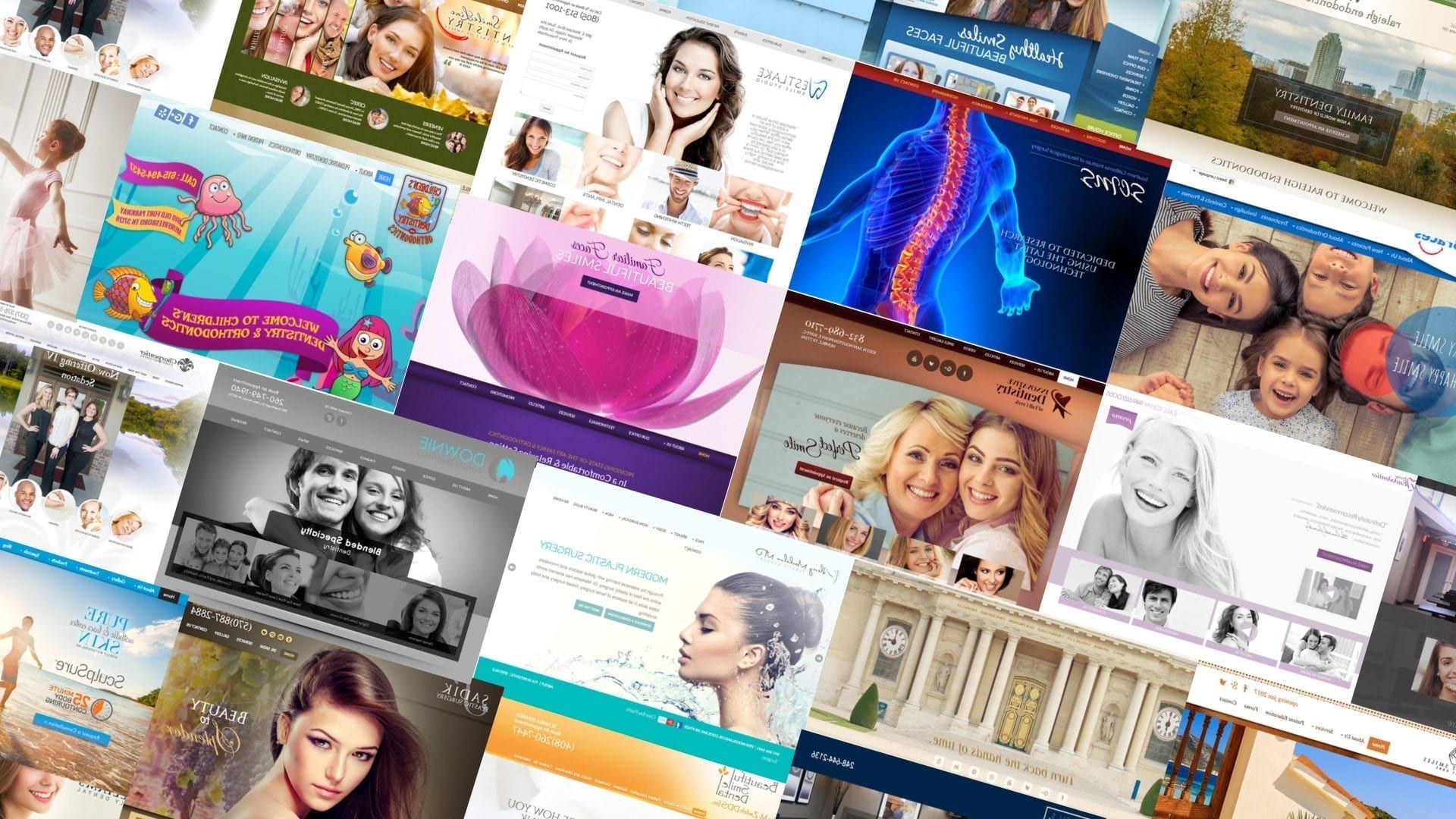 Collage of medical and dental website designs