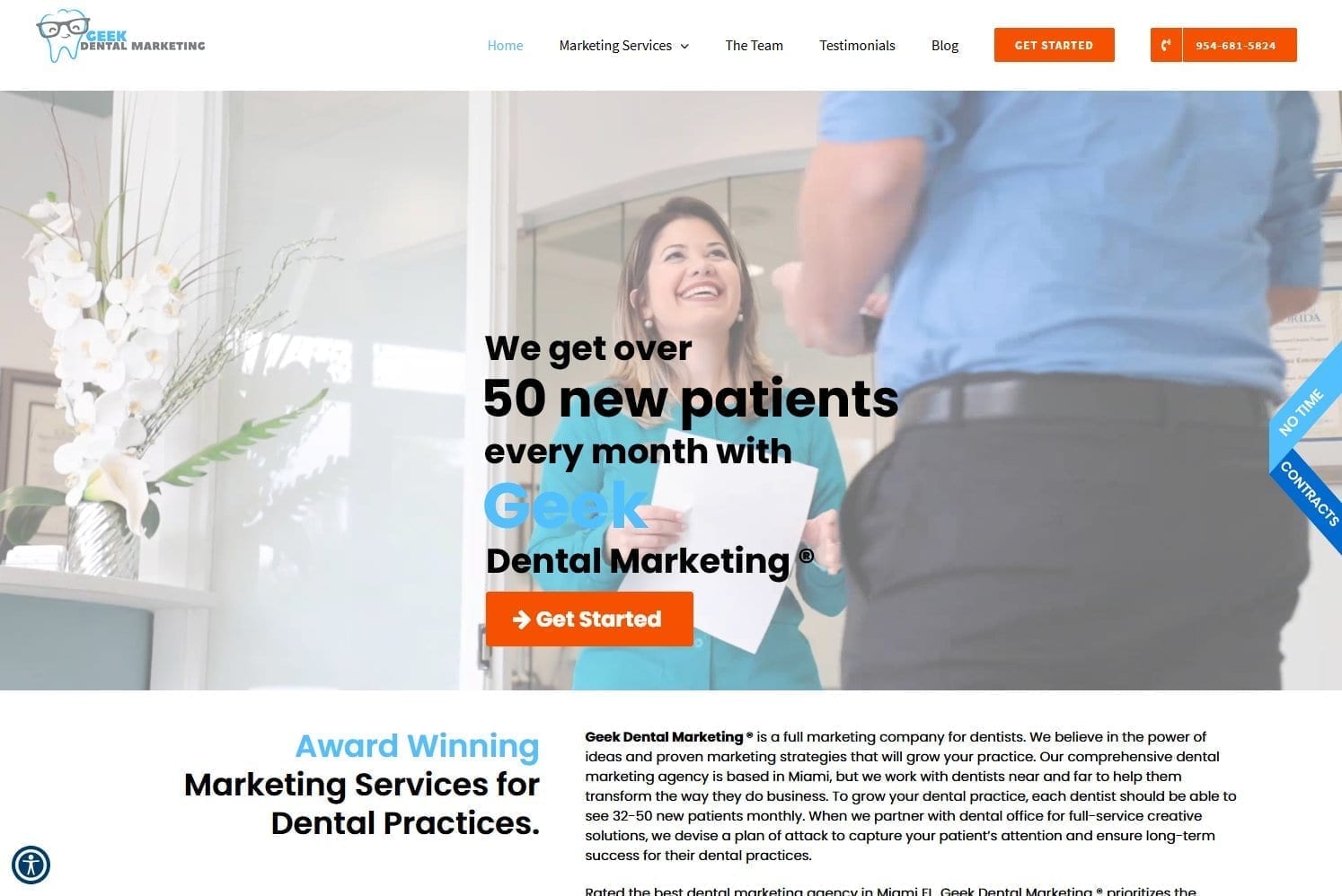 Screen capture of geekdentalmarketing. Com