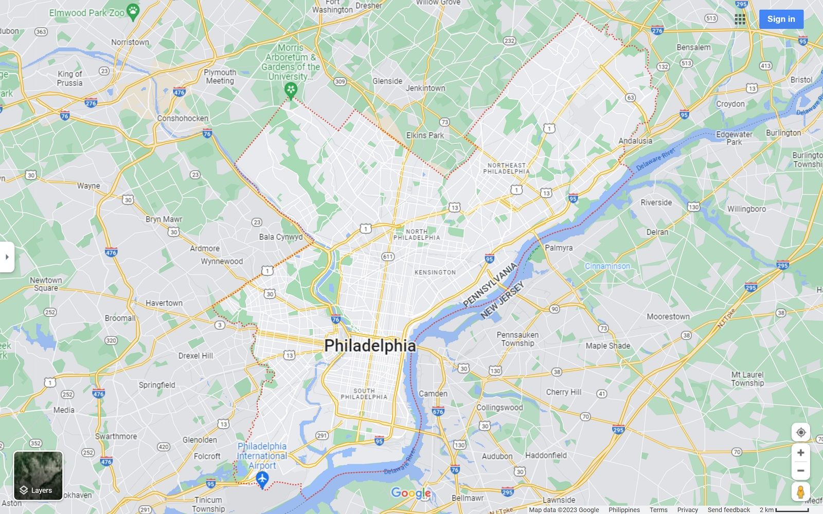 Philadelphia PA map
