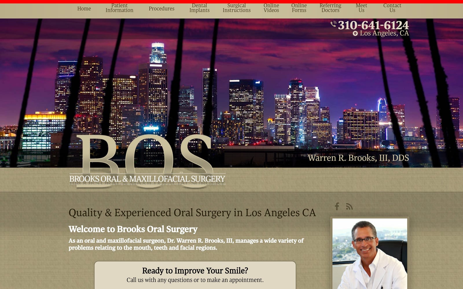 The screenshot of brooks oral surgery brooksoralsurgery. Com dr. Warren brooks website