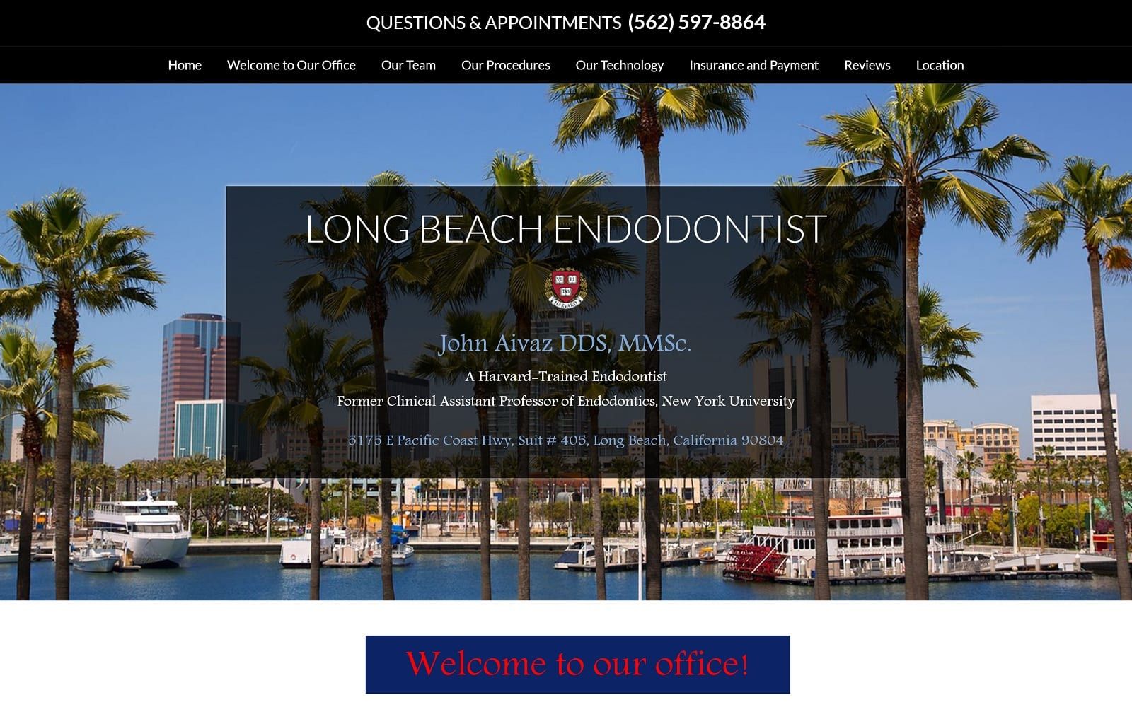 The screenshot of endodontistlongbeach. Com dr. John aivaz, dds website
