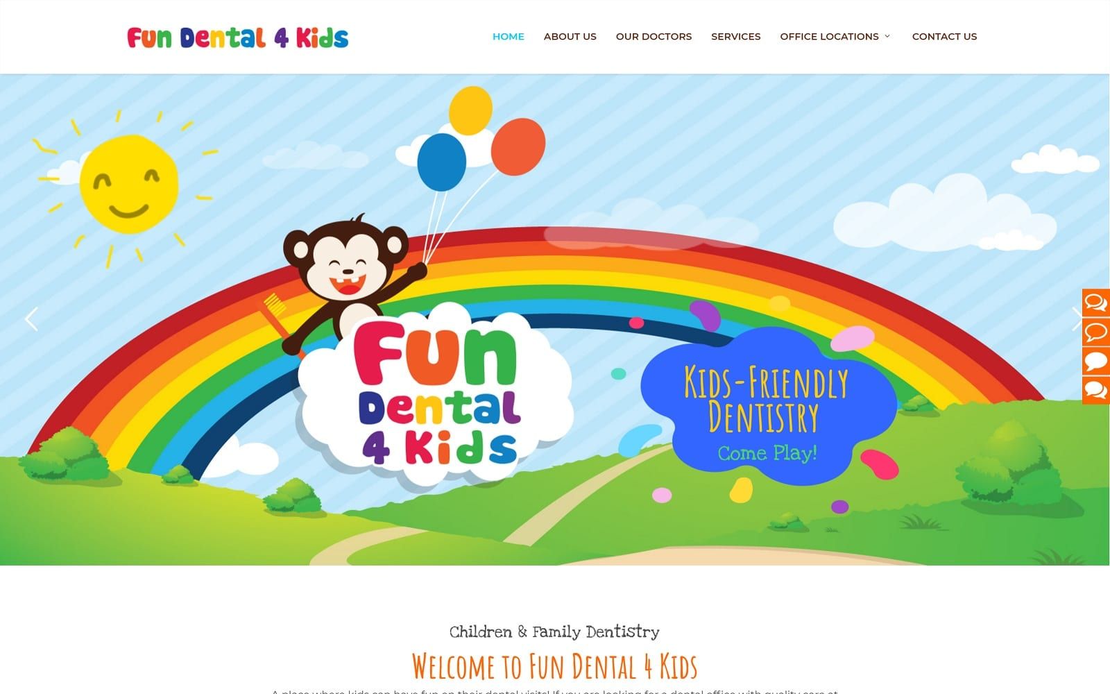The screenshot of fun dental 4 kids washington fundental4kids. Com website