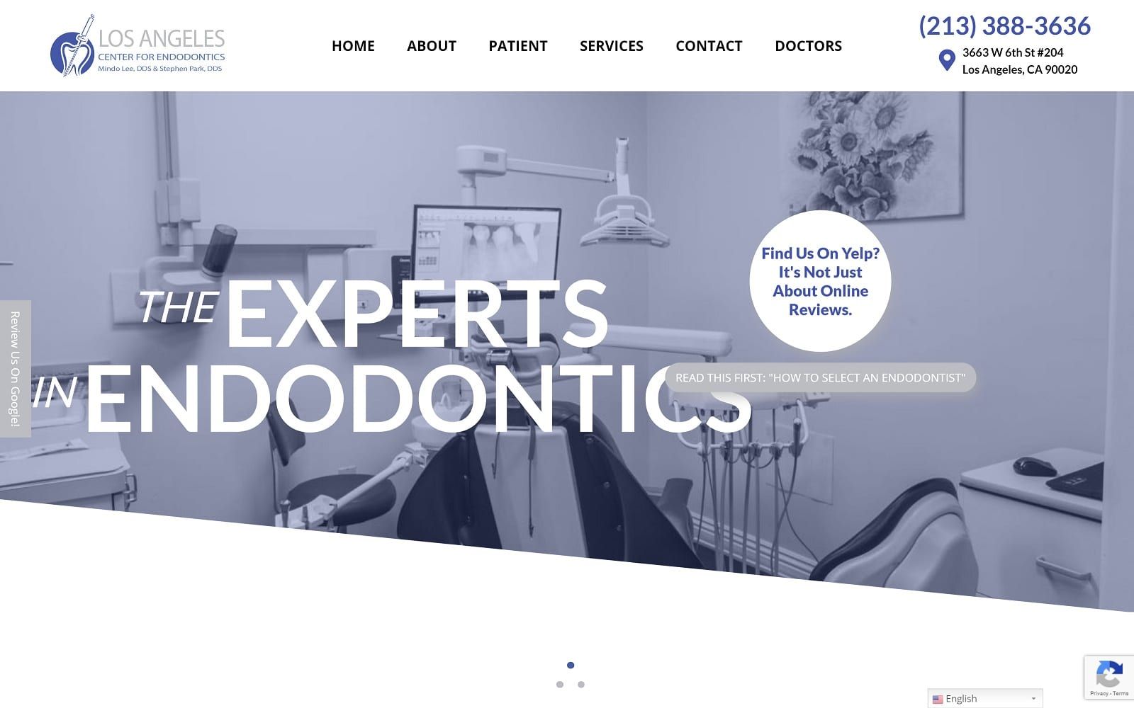 The screenshot of los angeles center for endodontics  lacenterendo. Com website