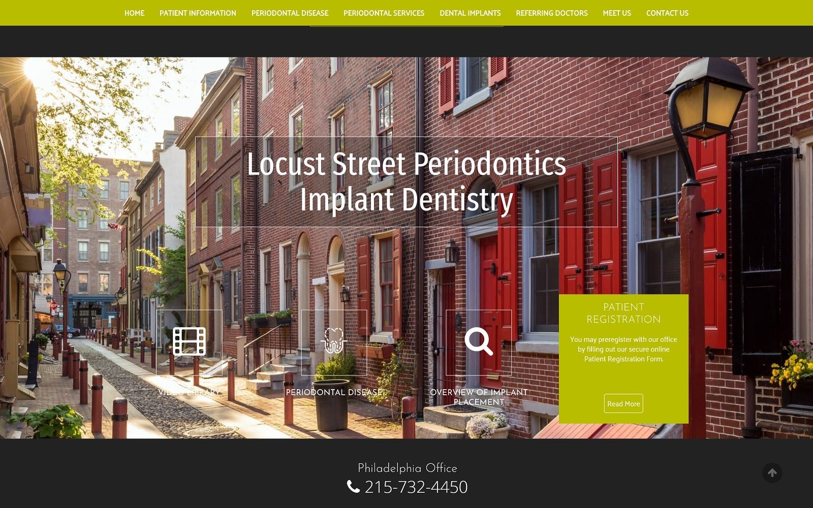 The screenshot of locust street periodontics implant dentistry locuststperioimplant. Com website