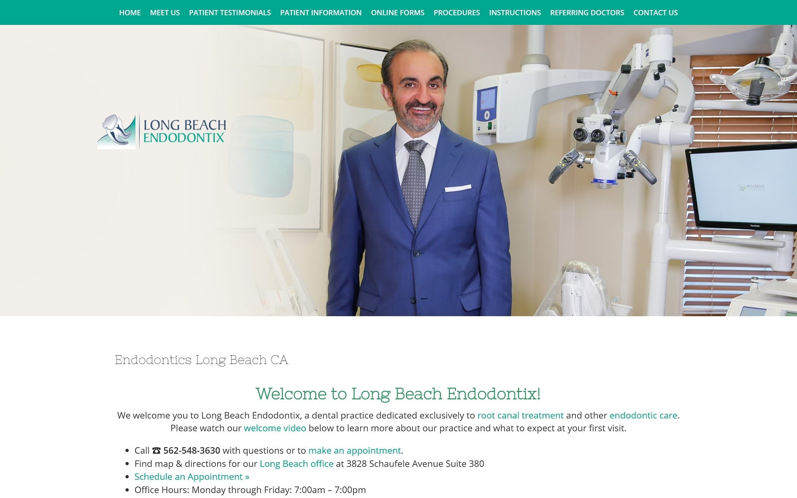 The screenshot of long beach endodontix longbeachendodontix. Com dr. Younes safa website