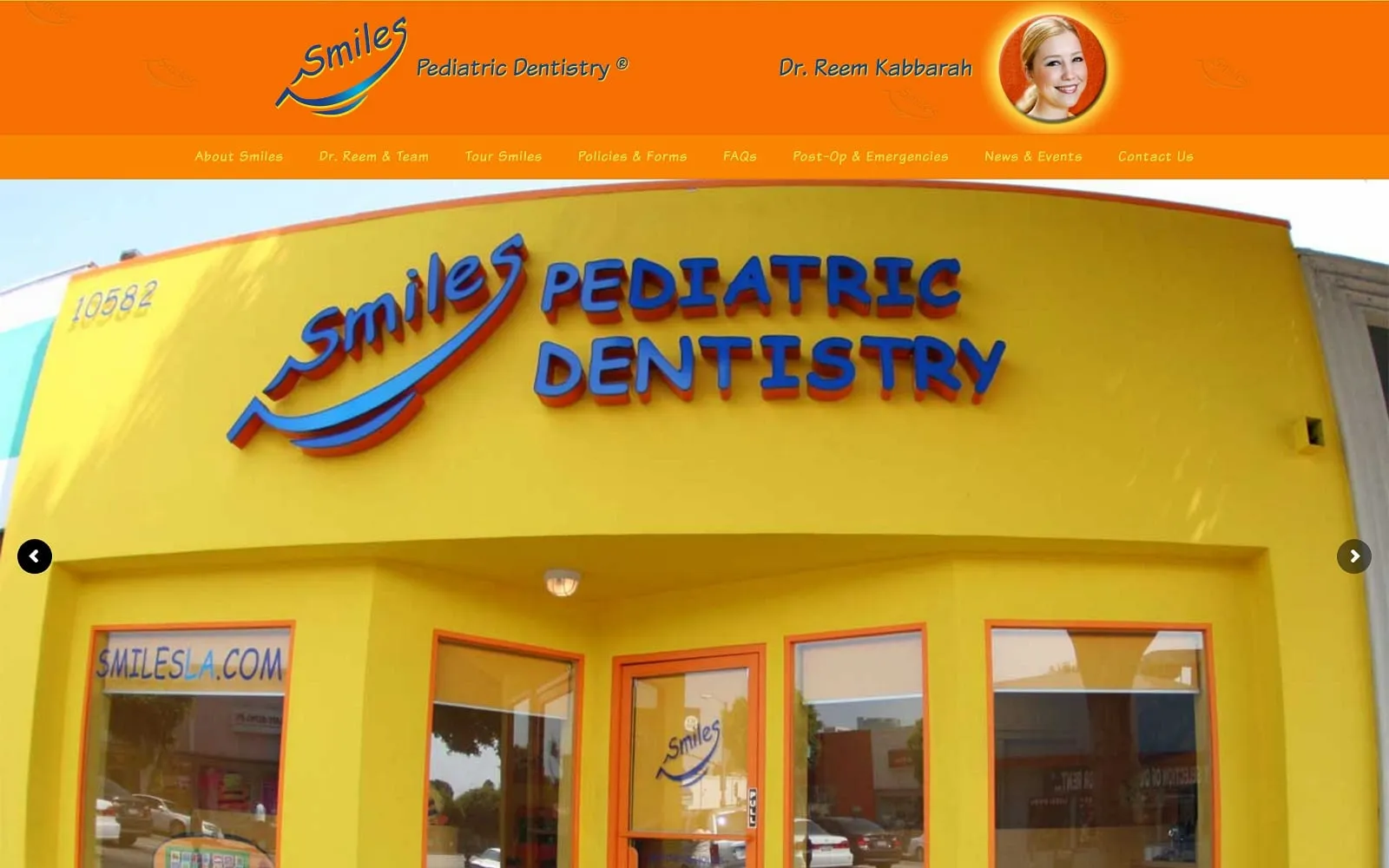 The screenshot of smiles pediatric dentistry smilesla. Com website