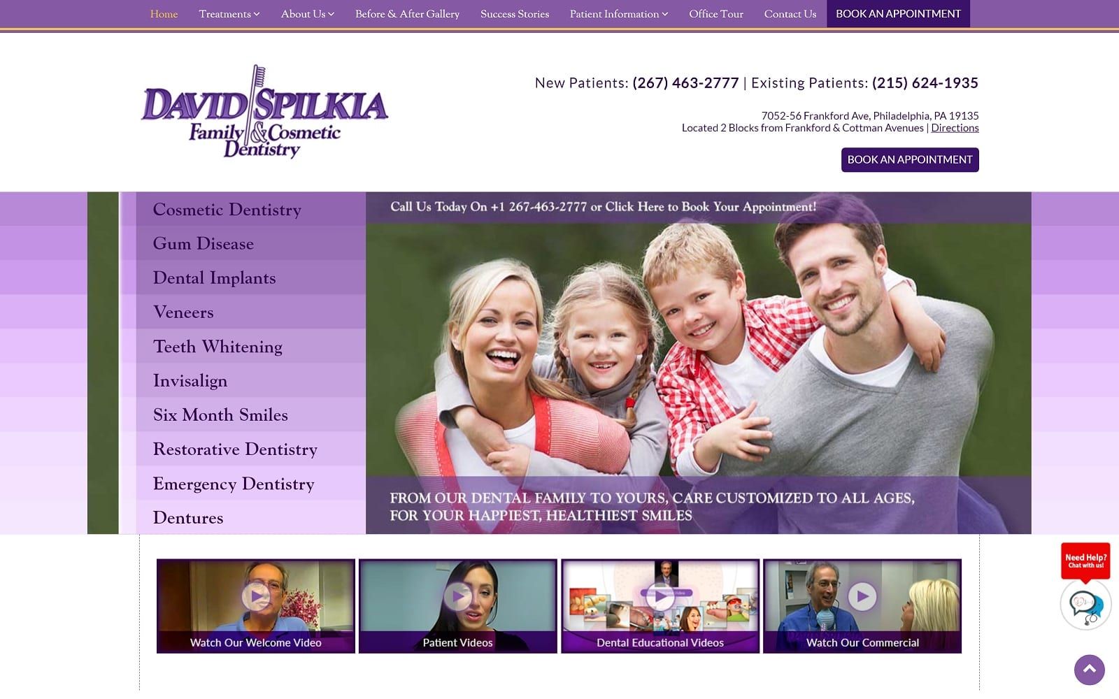 The screenshot of david spilkia family and cosmetic dentistry spilkiadentistry. Com website