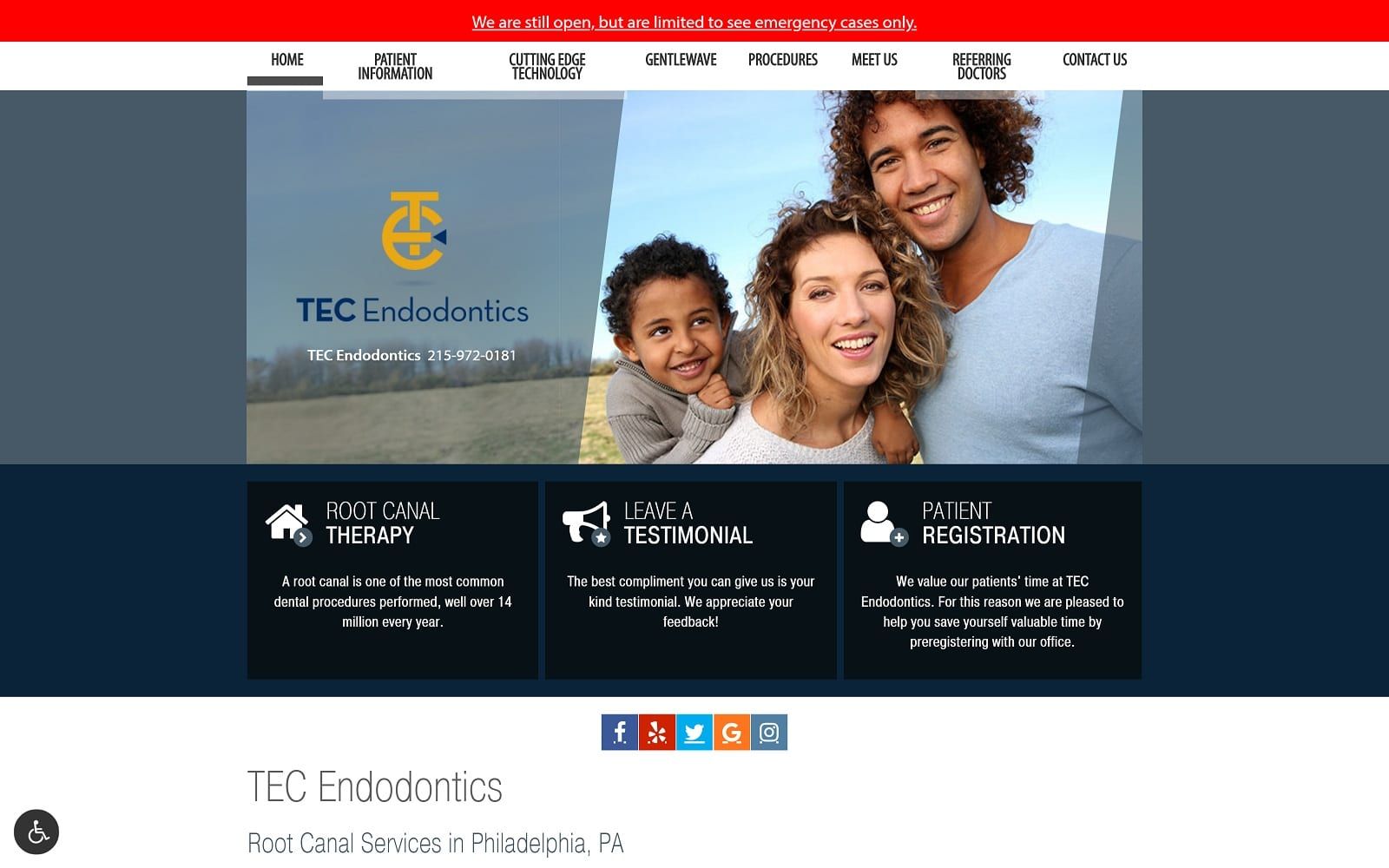 The screenshot of tec endodontics tecendo. Com website