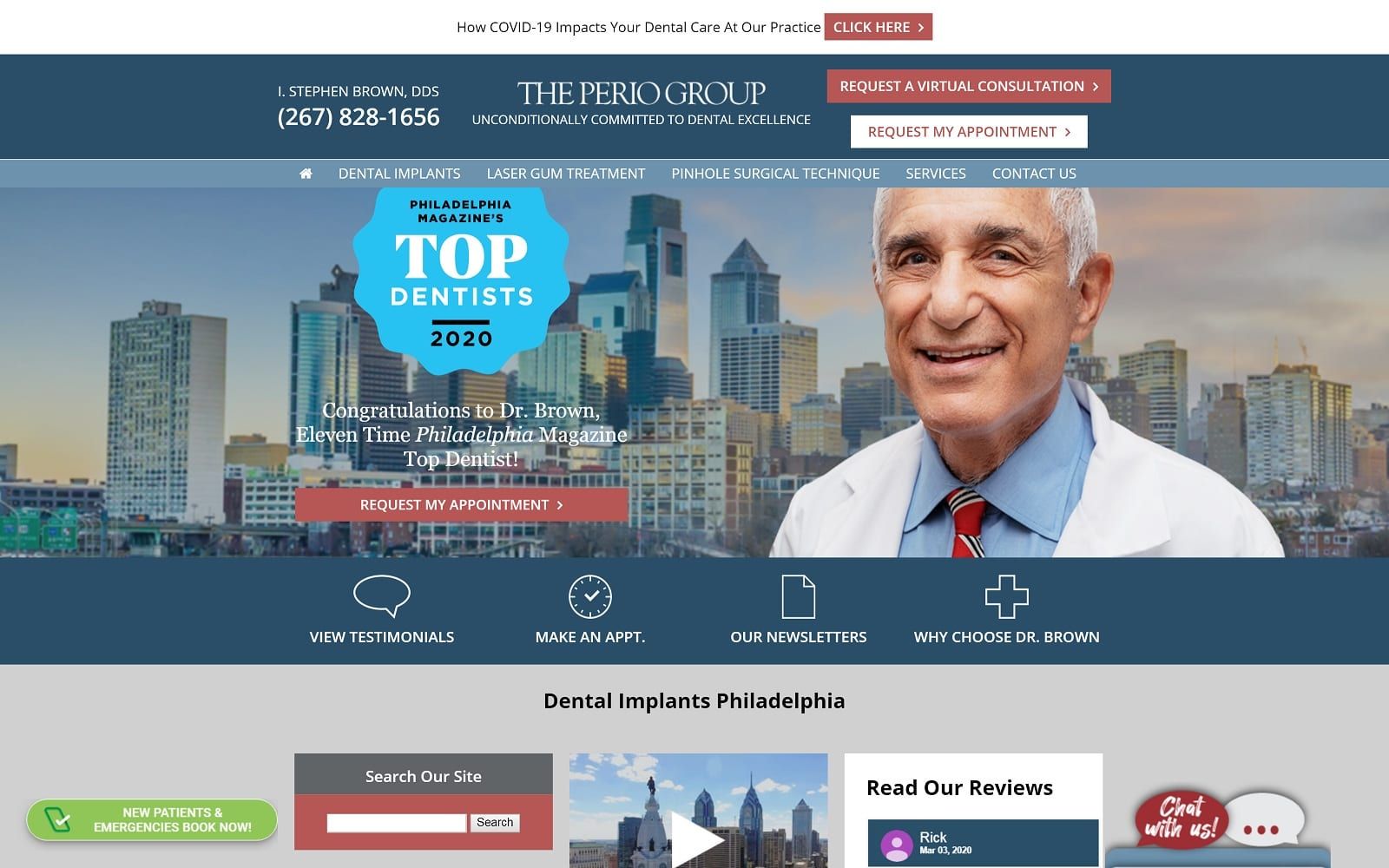 The screenshot of the perio group theperiogroup. Com dr. Stephen brown website