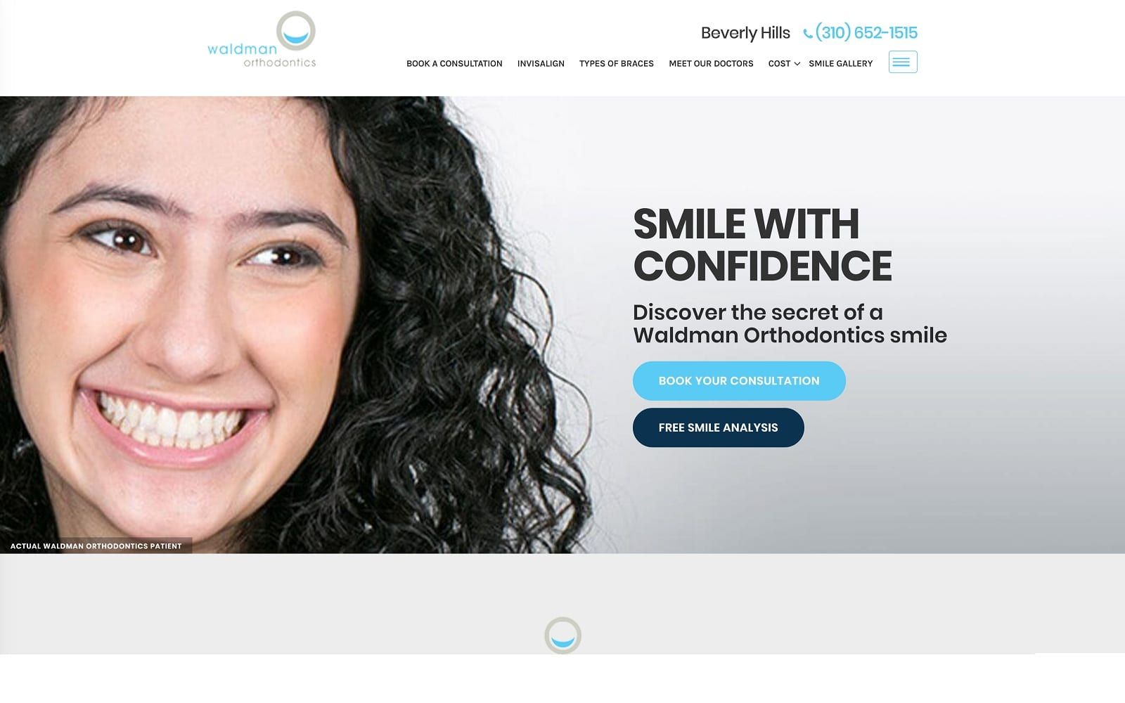 The screenshot of waldman orthodontics - invisalign provider waldmanorthodontics. Com dr. Alexander waldman website