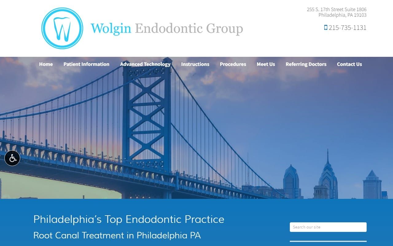 The screenshot of wolgin endodontic group wolginendogroup. Com dr. Josh wolgin website