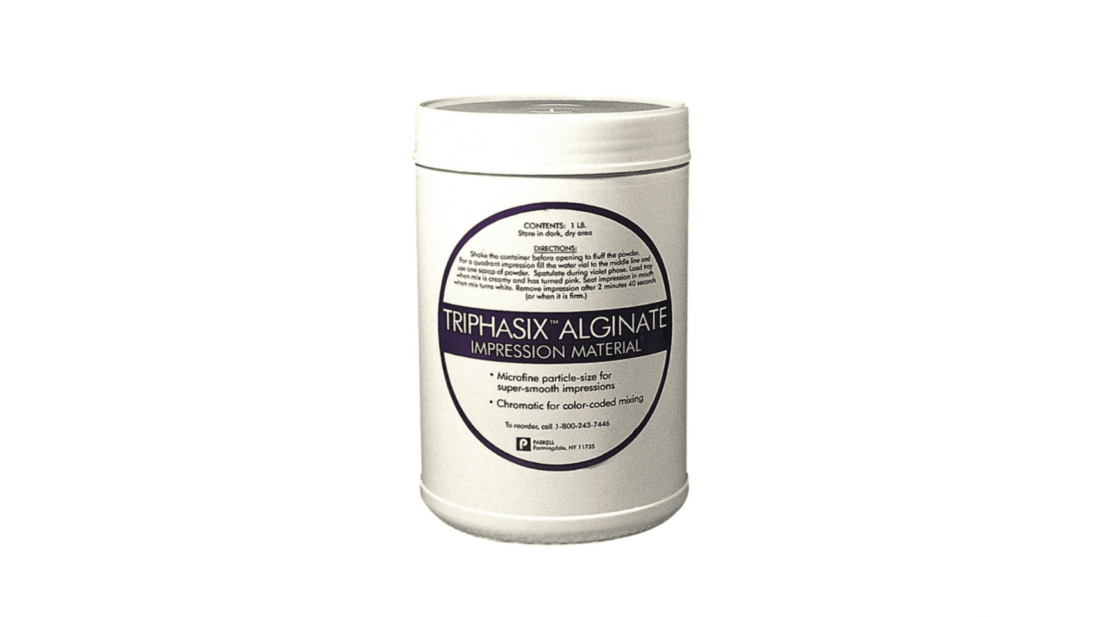 Container of triphasix alginate impression material