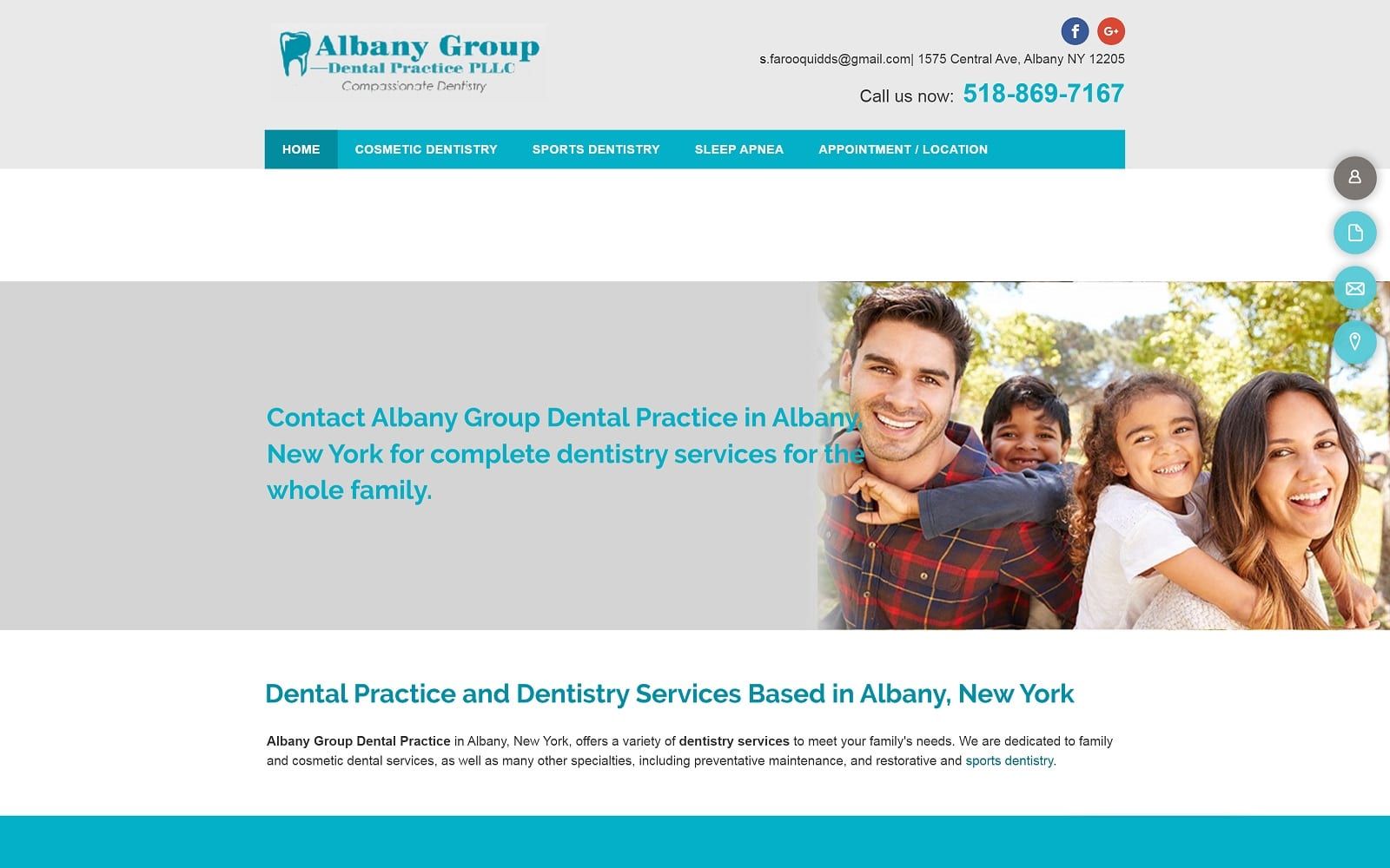 The screenshot of albany group dental practice albanygroupdental. Com website