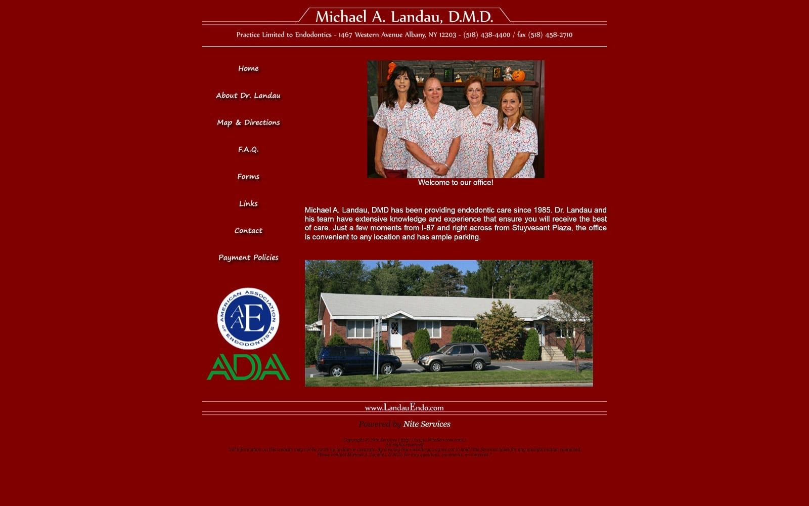 The screenshot of michael a. Landau, dmd landauendo. Com website