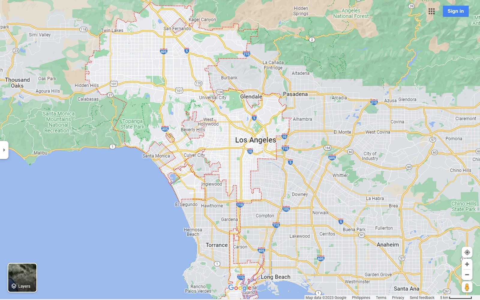 Los Angeles CA map