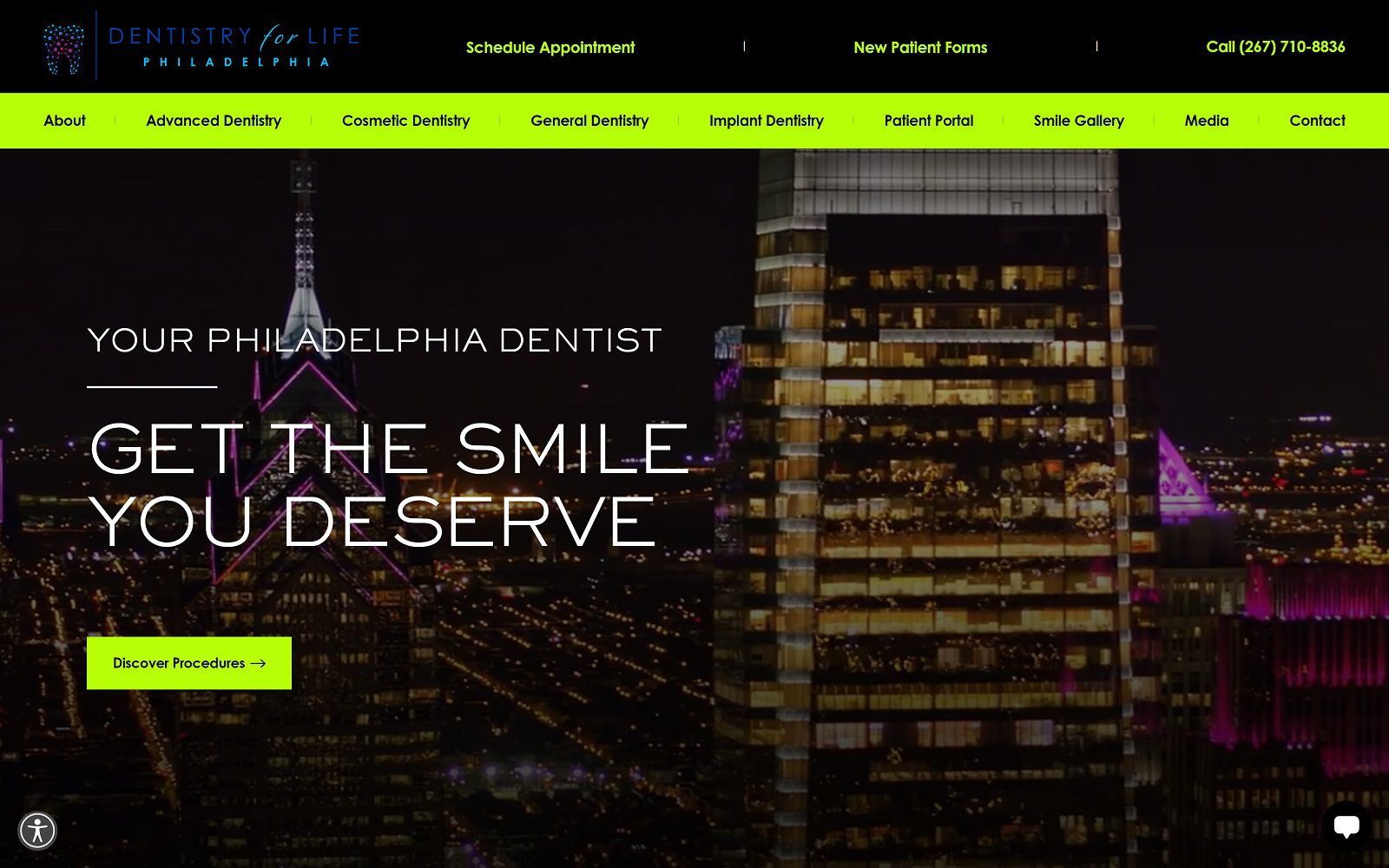 The screenshot of dentistry for life website