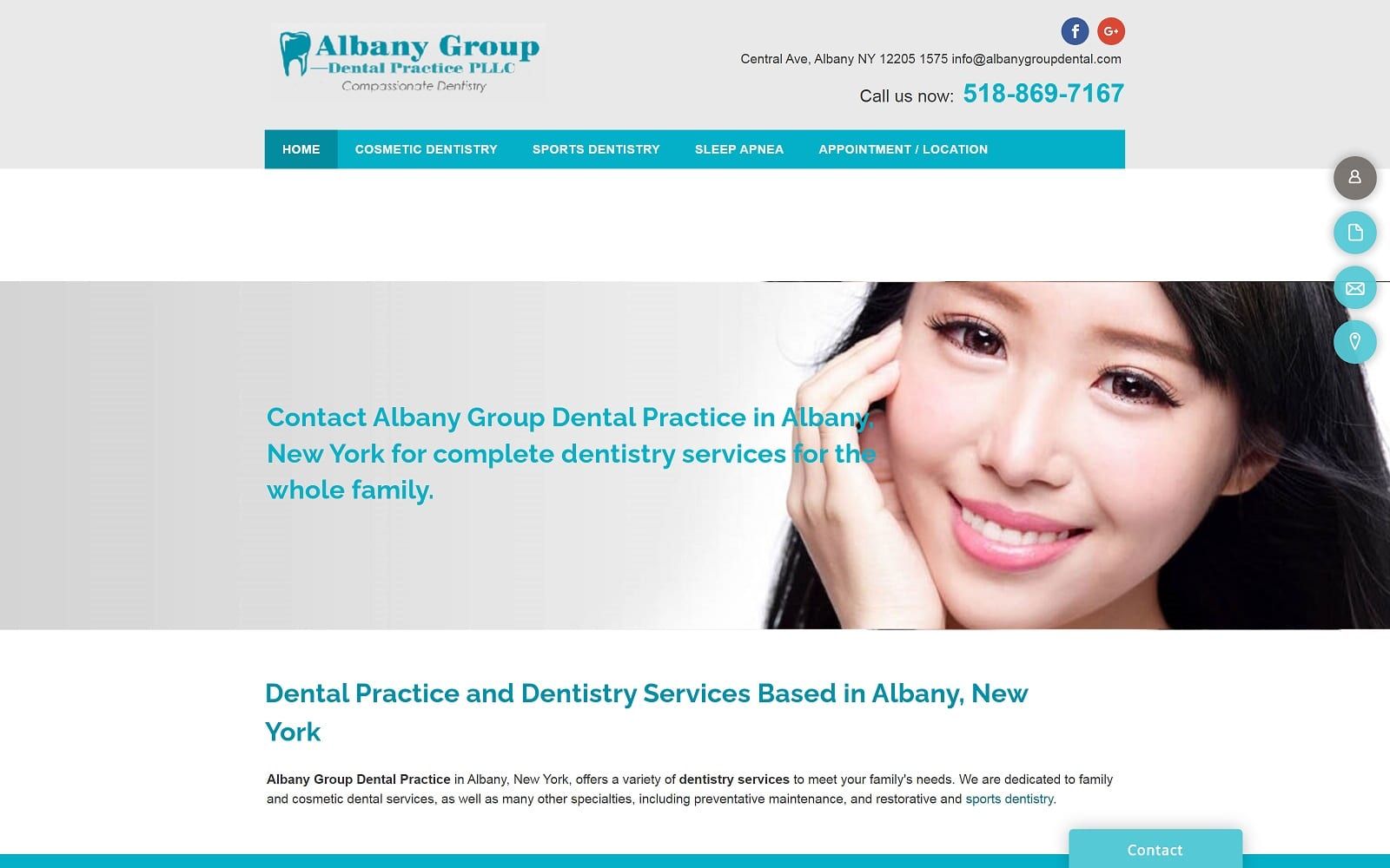 The screenshot of albany group dental practice albanygroupdental. Com website